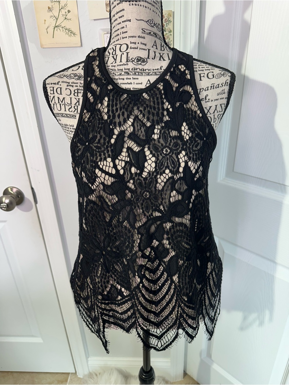Almost Famous Black Floral Lace Camisole Tank